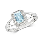 9ct White Gold Aquamarine and Diamond Engagement Ring 0.550+0.010 CT