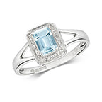 9ct White Gold Aquamarine and Diamond Engagement Ring 0.550+0.010 CT