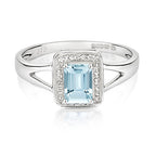 9ct White Gold Aquamarine and Diamond Engagement Ring 0.550+0.010 CT