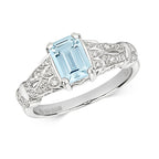 9ct White Gold Aquamarine and Diamond Dress Ring 0.900+0.100 CT