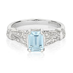 9ct White Gold Aquamarine and Diamond Dress Ring 0.900+0.100 CT