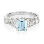 9ct White Gold Aquamarine and Diamond Dress Ring 0.900+0.100 CT