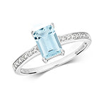9ct White Gold Aquamarine and Diamond Engagement Ring 0.840+0.050 CT