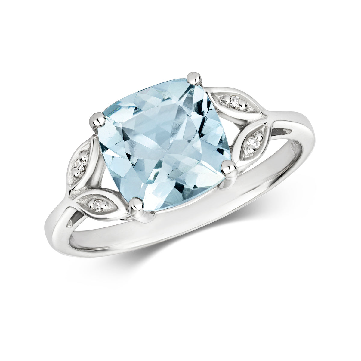 9ct White Gold Aquamarine and Diamond Engagement Ring 1.750+0.010 CT