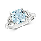 9ct White Gold Aquamarine and Diamond Engagement Ring 1.750+0.010 CT