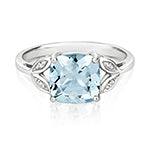 9ct White Gold Aquamarine and Diamond Engagement Ring 1.750+0.010 CT