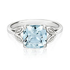 9ct White Gold Aquamarine and Diamond Engagement Ring 1.750+0.010 CT