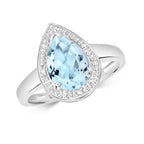 9ct White Gold Aquamarine and Diamond Engagement Ring 1.500+0.010 CT