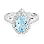 9ct White Gold Aquamarine and Diamond Engagement Ring 1.500+0.010 CT