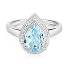 9ct White Gold Aquamarine and Diamond Engagement Ring 1.500+0.010 CT