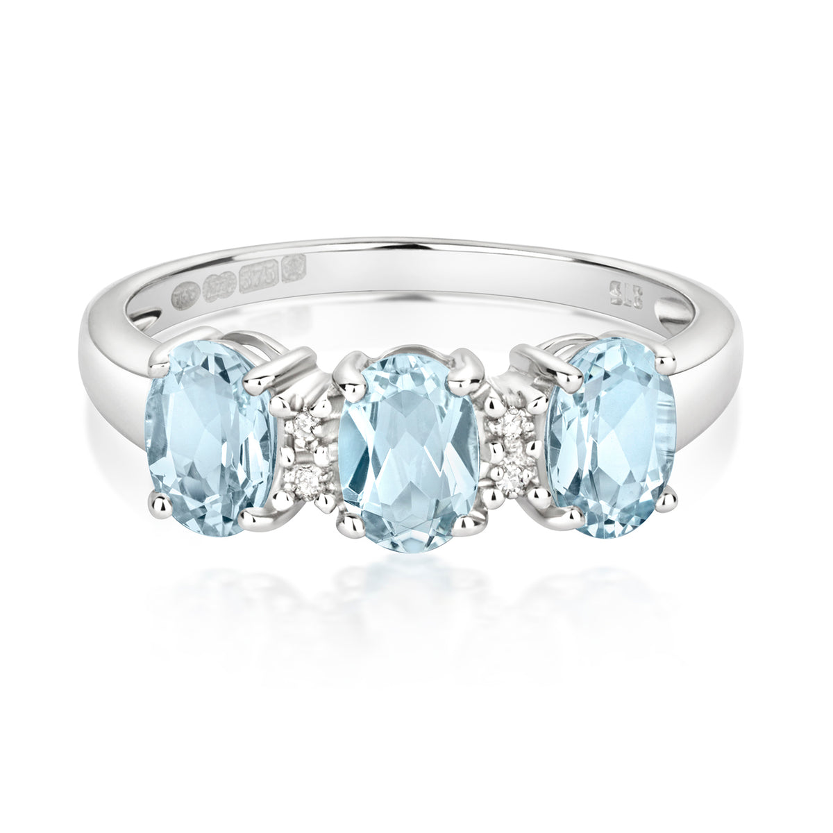 9ct White Gold Aquamarine and Diamond Dress Ring 1.260+0.010 CT