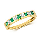 9ct Yellow Gold Emerald and Diamond Eternity Ring 0.300+0.010 CT