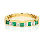 9ct Yellow Gold Emerald and Diamond Eternity Ring 0.300+0.010 CT