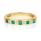 9ct Yellow Gold Emerald and Diamond Eternity Ring 0.300+0.010 CT