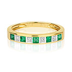 9ct Yellow Gold Emerald and Diamond Eternity Ring 0.300+0.010 CT