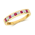 9ct Yellow Gold Ruby and Diamond Eternity Ring 0.350+0.010 CT