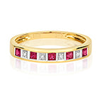9ct Yellow Gold Ruby and Diamond Eternity Ring 0.350+0.010 CT