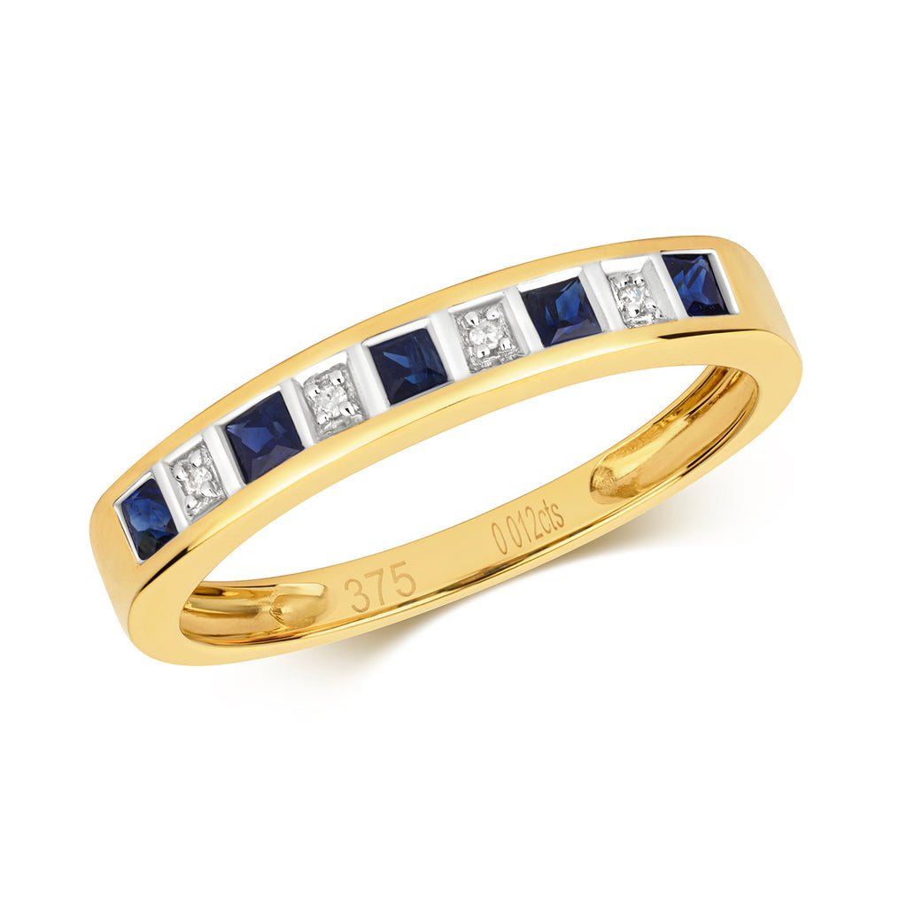 9ct Yellow Gold Sapphire and Diamond Eternity Ring 0.370+0.010 CT
