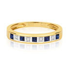 9ct Yellow Gold Sapphire and Diamond Eternity Ring 0.370+0.010 CT