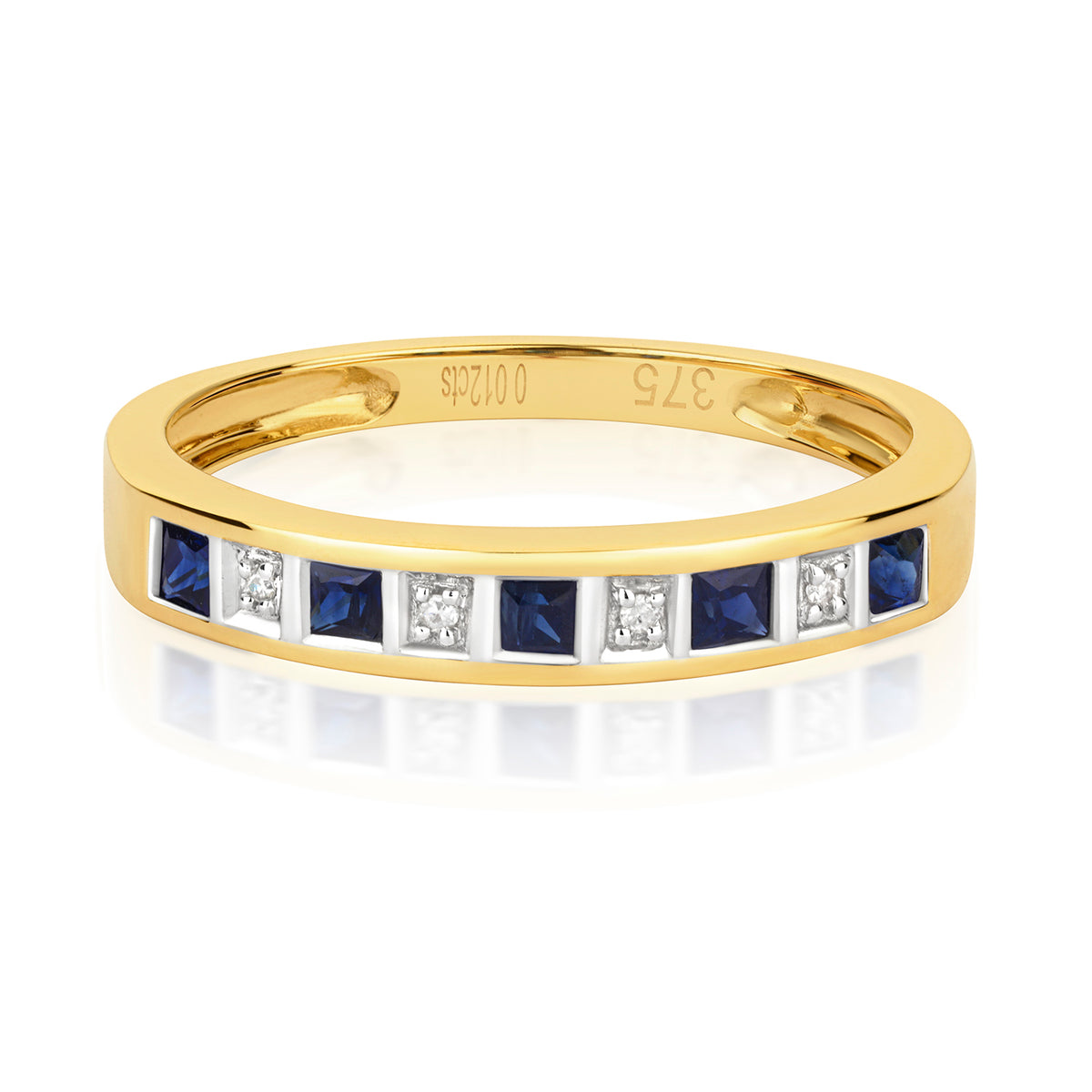 9ct Yellow Gold Sapphire and Diamond Eternity Ring 0.370+0.010 CT