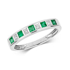 9ct White Gold Emerald and Diamond Eternity Ring 0.300+0.010 CT