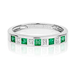 9ct White Gold Emerald and Diamond Eternity Ring 0.300+0.010 CT