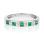 9ct White Gold Emerald and Diamond Eternity Ring 0.300+0.010 CT
