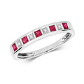 9ct White Gold Ruby and Diamond Eternity Ring 0.360+0.010 CT
