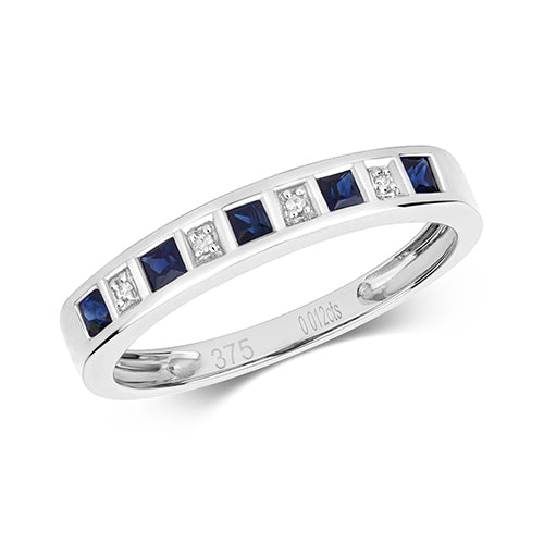 9ct White Gold Sapphire and Diamond Eternity Ring 0.350+0.010 CT