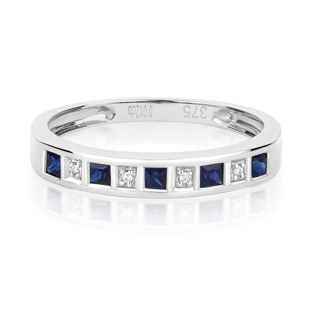 9ct White Gold Sapphire and Diamond Eternity Ring 0.350+0.010 CT