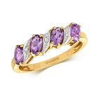 9ct Yellow Gold Amethyst and Diamond Dress Ring 0.900+0.020 CT