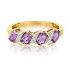 9ct Yellow Gold Amethyst and Diamond Dress Ring 0.900+0.020 CT