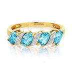 9ct Yellow Gold Blue Topaz and Diamond Dress Ring 1.150+0.020 CT