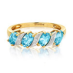 9ct Yellow Gold Blue Topaz and Diamond Dress Ring 1.150+0.020 CT