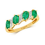9ct Yellow Gold Emerald and Diamond Dress Ring 0.860+0.020 CT