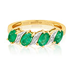 9ct Yellow Gold Emerald and Diamond Dress Ring 0.860+0.020 CT