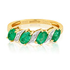 9ct Yellow Gold Emerald and Diamond Dress Ring 0.860+0.020 CT