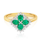 9ct Yellow Gold Emerald and Diamond Dress Ring 0.720+0.110 CT