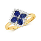 9ct Yellow Gold Sapphire and Diamond Dress Ring 0.950+0.110 CT