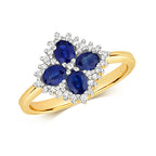 9ct Yellow Gold Sapphire and Diamond Dress Ring 0.950+0.110 CT