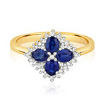9ct Yellow Gold Sapphire and Diamond Dress Ring 0.950+0.110 CT