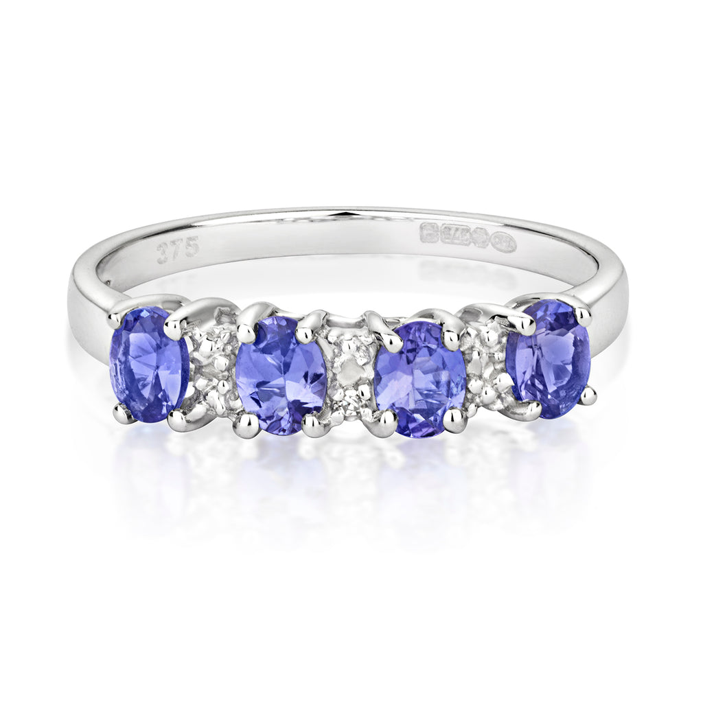 9ct White Gold Tanzanite and Diamond Eternity Ring 0.760+0.040 CT