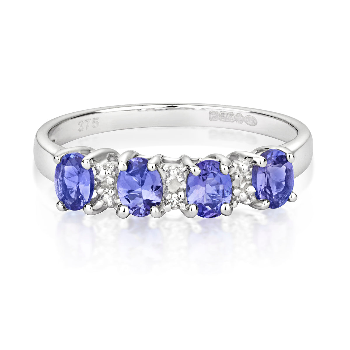 9ct White Gold Tanzanite and Diamond Eternity Ring 0.760+0.040 CT