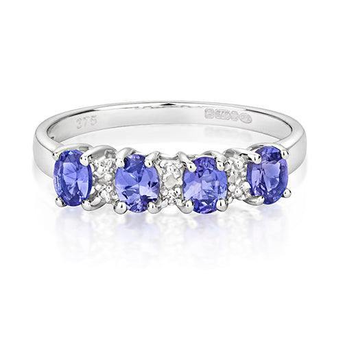 9ct White Gold Tanzanite and Diamond Eternity Ring 0.760+0.040 CT