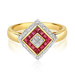 9ct Yellow Gold Ruby and Diamond Dress Ring 0.000+0.080 CT