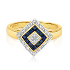9ct Yellow Gold Sapphire and Diamond Dress Ring 0.480+0.080 CT