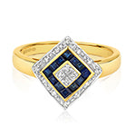 9ct Yellow Gold Sapphire and Diamond Dress Ring 0.480+0.080 CT