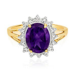 9ct Yellow Gold Amethyst and Diamond Dress Ring 2.300+0.010 CT