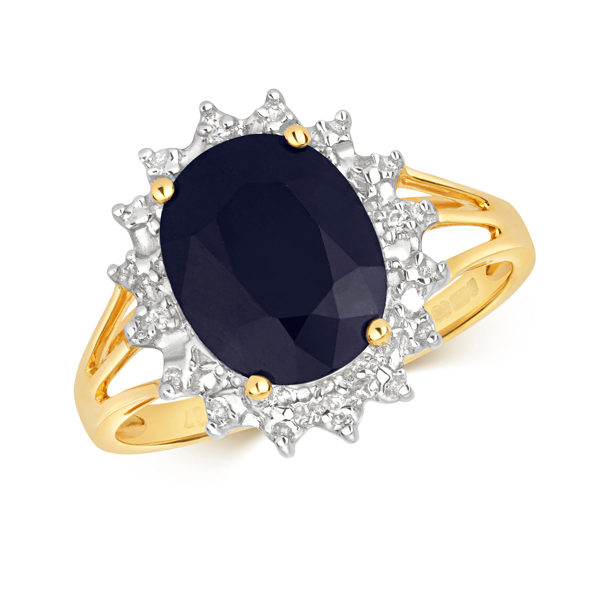 9ct Yellow Gold Sapphire and Diamond Dress Ring 3.210+0.010 CT