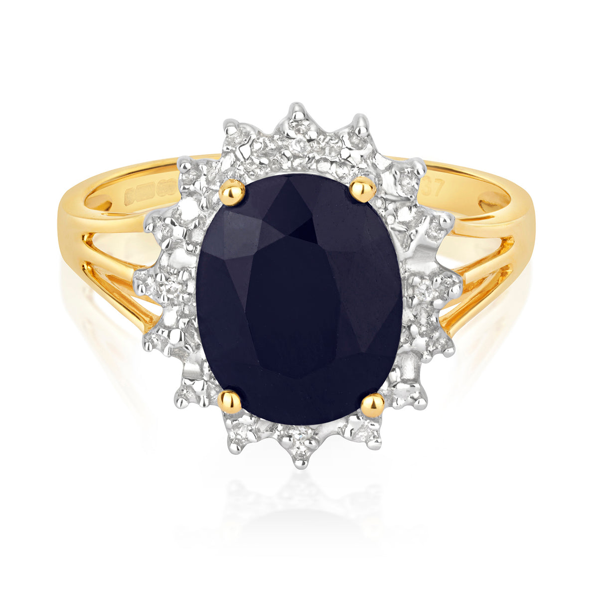 9ct Yellow Gold Sapphire and Diamond Dress Ring 3.210+0.010 CT